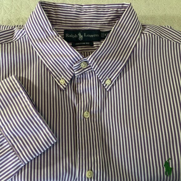 Polo Ralph Lauren Other - Polo Ralph Lauren Men's 2XL Button Shirt Long Sleeve Striped Purple Custom Fit